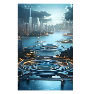 Фото на холсте космический город, размера 30x45