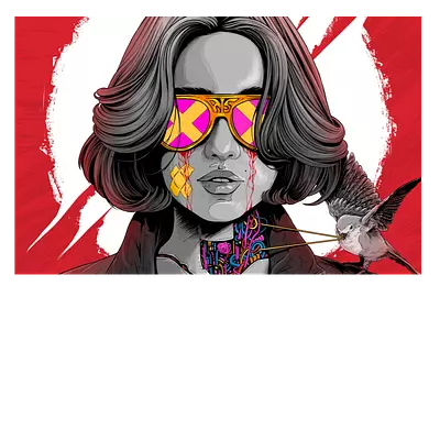 Фото на холсте девушка в очках 45 x 30 см