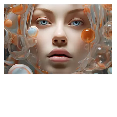 Фото на холсте девушка в пузырьках, размера 60x40