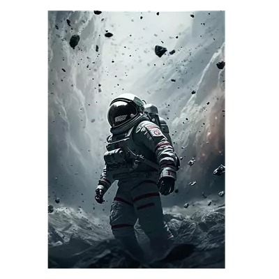 Фото на холсте космонавт в каменном дожде, размера 70x100