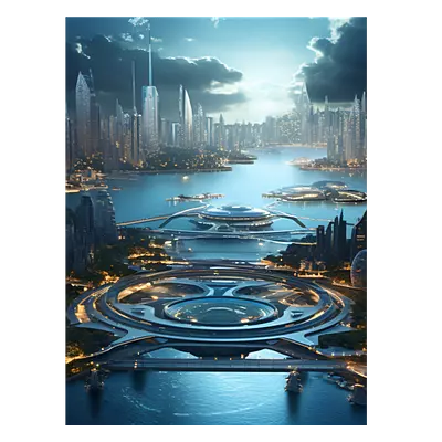 Фото на холсте космический город, размера 60x80