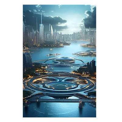 Фото на холсте космический город, размера 60x90