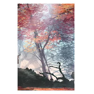 Фото на холсте рисунок самурая в лесу, размера 80x120