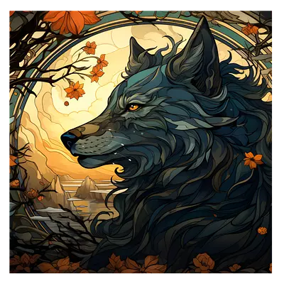 Фото на холсте фантастический волк, размера 30x30