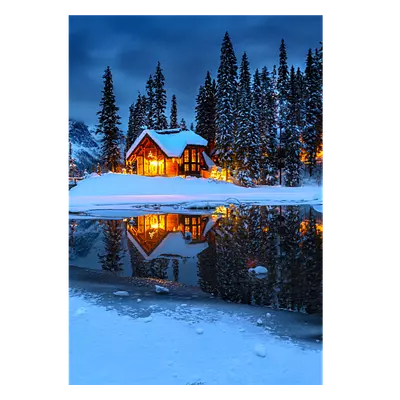 Фото на холсте зимний домик, размера 70x100