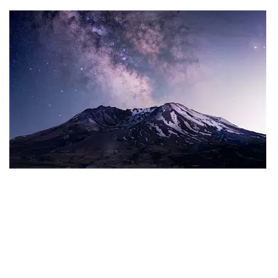 Фото на холсте горы на фоне звёзд 30х20 см