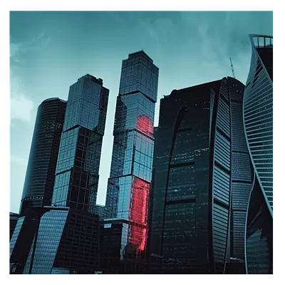 Фото на холсте москва сити в красной подсветке, размера 50x50