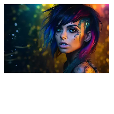 Фото на холсте девушка с цветными волосами, размера 90x60