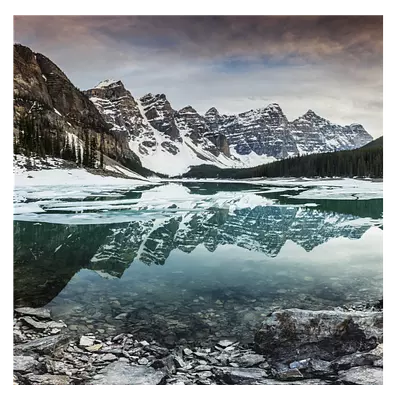 Фото на холсте зимнее озеро, размера 100x100