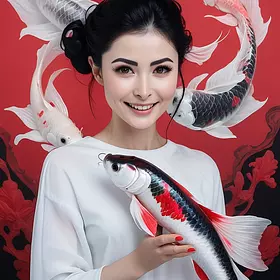 «Кои в неоне: шедевр фотоискусс