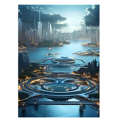 Фото на холсте космический город, размера 30x40