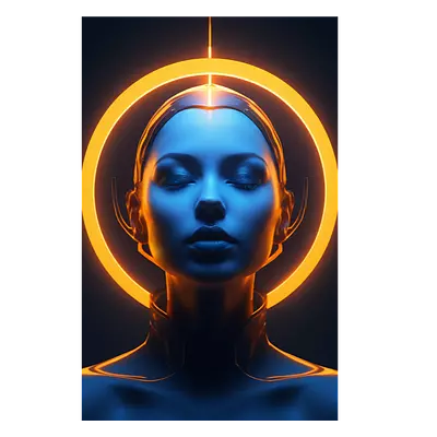 Фото на холсте девушка с нимбом, размера 30x45