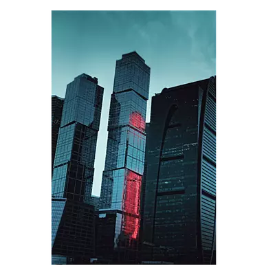 Фото на холсте москва сити в красной подсветке, размера 50x75