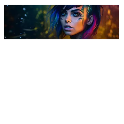 Фото на холсте девушка с цветными волосами, размера 90x30