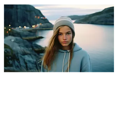 Фото на холсте девушка у озера, размер 30х20 см, до 220 см в длину