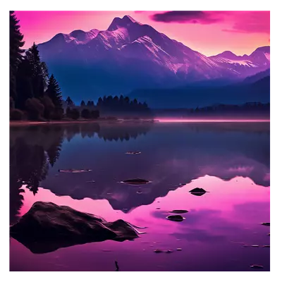 Фото на холсте фиолетовое озеро, размера 30x30