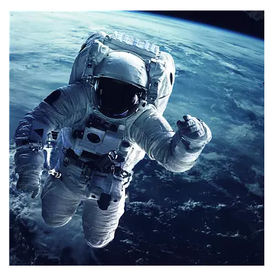 Фото на холсте космонавт на фоне земли, размера 100x100