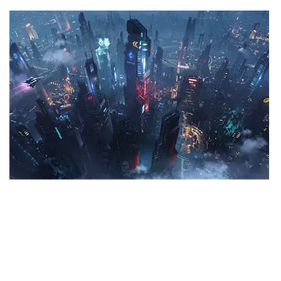 Фото на холсте футуристичный город, размера 90x60