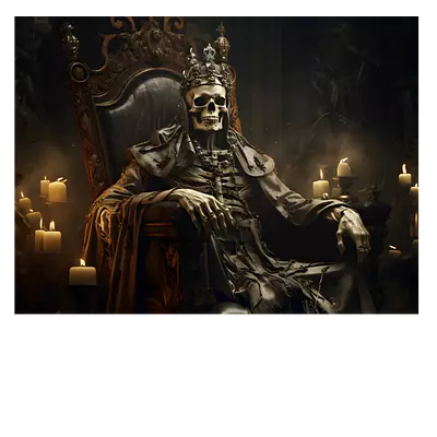 Фото на холсте скелет на троне, размера 80x60