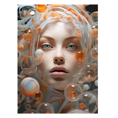 Фото на холсте девушка в пузырьках, размера 60x80