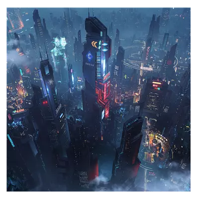 Фото на холсте футуристичный город, размера 60x60