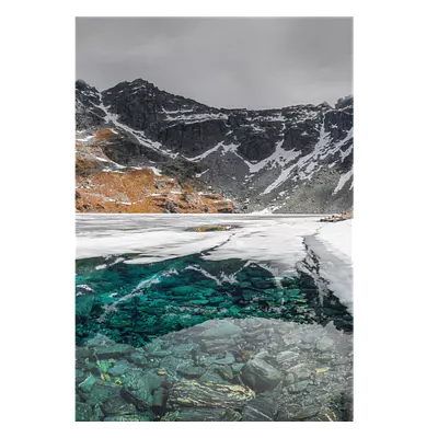 Фото на холсте замерзшее горное озеро, размера 70x100