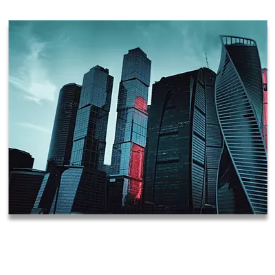 Фото на холсте москва сити в красной подсветке, размера 80x60