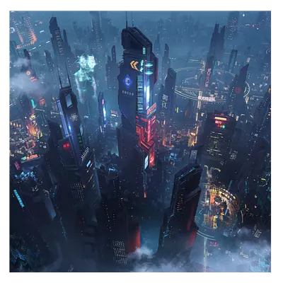 Фото на холсте футуристичный город, размера 100x100