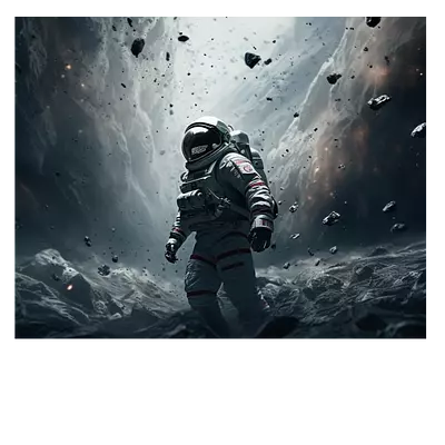 Фото на холсте космонавт в каменном дожде, 50х40 см