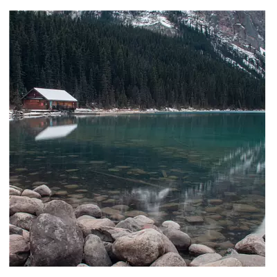 Фото на холсте домик у озера, размера 30x30