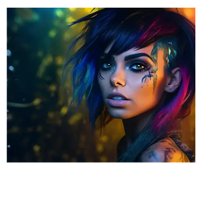 Фото на холсте девушка с цветными волосами, размера 60x50