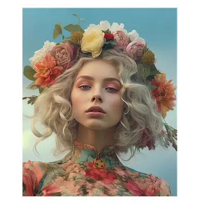 Фото на холсте девушка с венком, размера 50x60