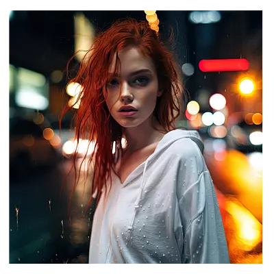 Фото на холсте девушка в ночном городе, размера 40x40