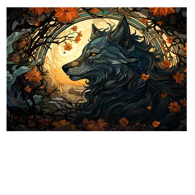 Фото на холсте фантастический волк, размера 100x70