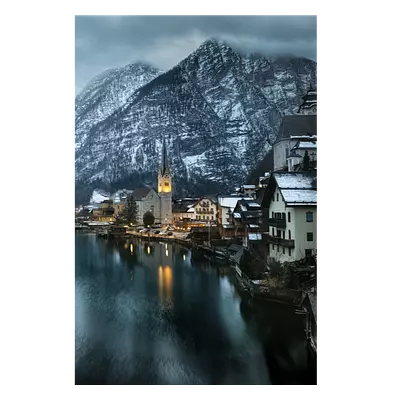 Фото на холсте зимняя деревня, размера 80x120