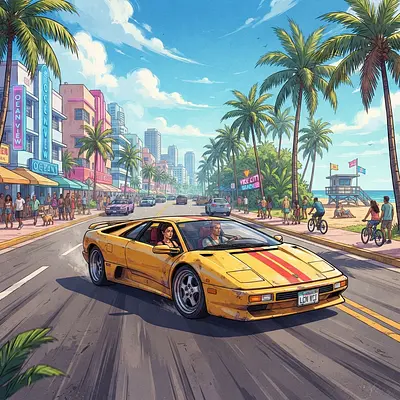 Арт в духе GTA Miami