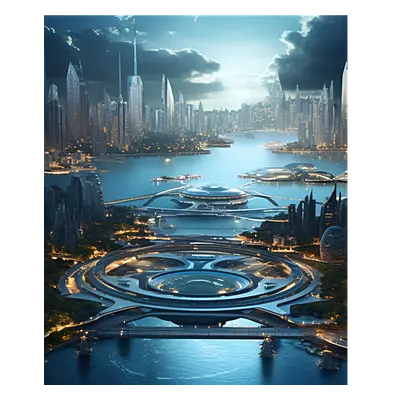 Фото на холсте космический город, размера 50x60