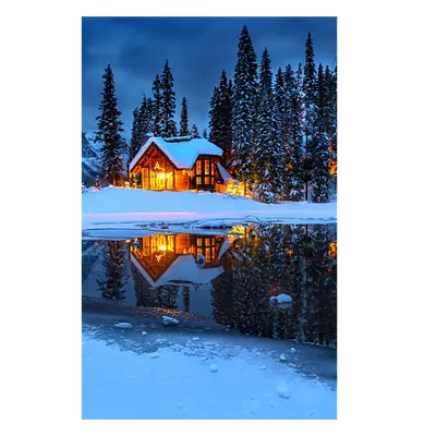 Фото на холсте зимний домик, размера 30x45