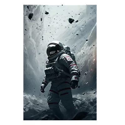 Фото на холсте космонавт в каменном дожде, размера 30x45