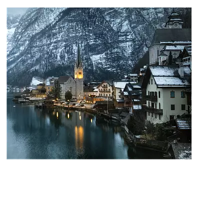 Фото на холсте зимняя деревня, размера 60x50