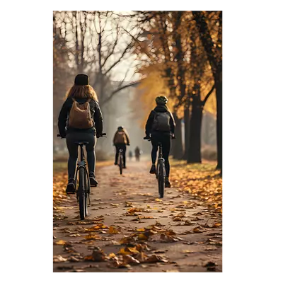 Фото на холсте велосипедисты в лесу, размера 50x75