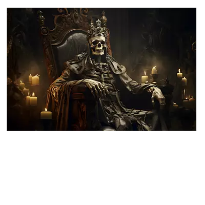 Фото на холсте скелет на троне, размера 90x60