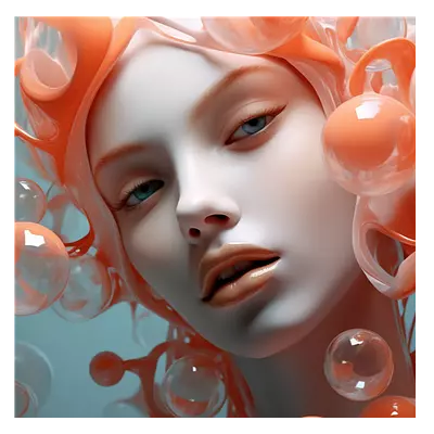 Фото на холсте девушка в пузырьках2, размера 40x40