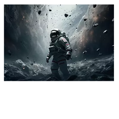 Фото на холсте космонавт в каменном дожде, размера 70x50