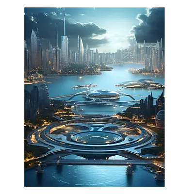 Фото на холсте космический город, размера 40x50