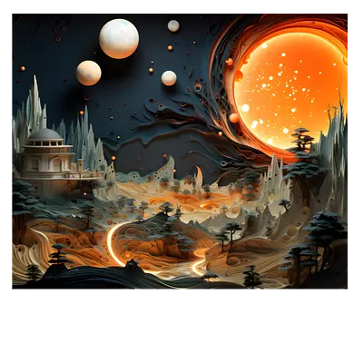 Фото на холсте фантастический город, размера 60x50