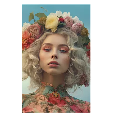 Фото на холсте девушка с венком, размера 30x45