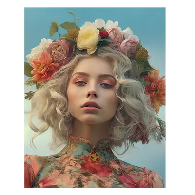 Фото на холсте девушка с венком, размера 40x50