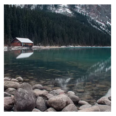 Фото на холсте домик у озера, размера 40x40