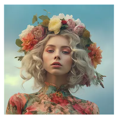 Фото на холсте девушка с венком, размера 100x100